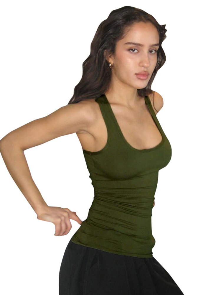 Hold Tight Thin Strap Racerback Tank Top  | Womens Shirts Clothing Legacy Green