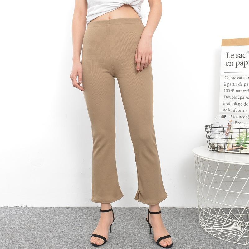 Ribbed Softstreme Zip-Leg High-Rise Cropped Pant 25″  | Womens Pants Clothing Filbert Tan