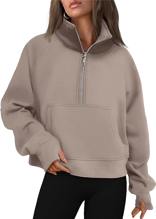 Scuba Oversized Funnel-Neck Half Zip  | Womens Hoodies & Sweatshirts Clothing Heathered Bone