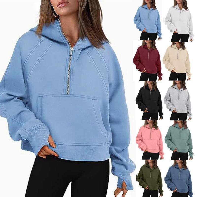 Scuba Oversized Half-Zip Hoodie  | Womens Hoodies & Sweatshirts Clothing Blue Willow